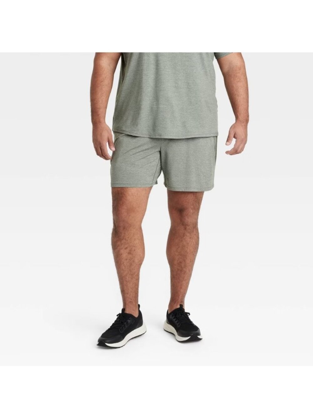 All In Motion Short Mens Grey Elastic Waist Side Zipper Pocket